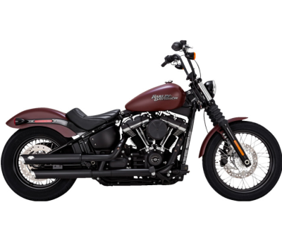 Vance & Hines - Vance & Hines 3 Inch Round Twin Slash PCX Slip-On Muffler - Matte Black - M8 Softail Fat Boy Breakout