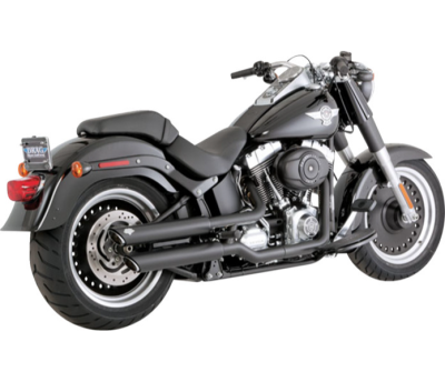 Vance & Hines - Vance & Hines 3 Inch Round Twin Slash Slip-On Muffler - Black - Fat Boy