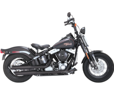 Vance & Hines - Vance & Hines 3 Inch Twin Slash Slip-On Muffler - Black - Softail Slim Deluxe Cross Bones