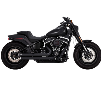 Vance & Hines - Vance & Hines Big Shots Staggered 2 Into 2 Exhaust - Black - Softail Fat Boy Slim Deluxe Heritage