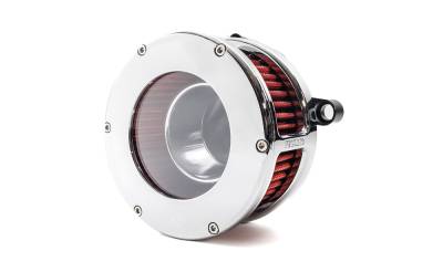 Feuling - Feuling BA Air Cleaner - Chrome Finish - Red Filter - Clear Cover - M8 VVT