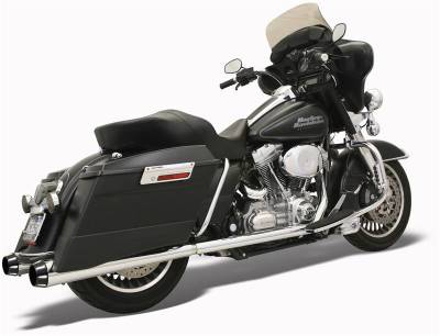 Bassani Xhaust - Bassani Xhaust 4 Inch Performance Baffle Megaphone Slip-On Mufflers - Chrome/Black - Twin Cam Touring