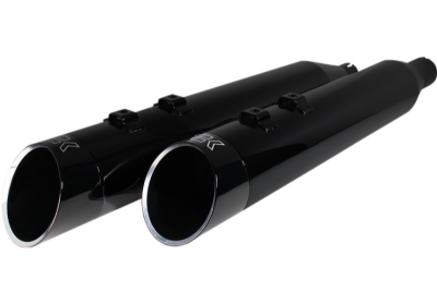 Khrome Werks - Khrome Werks 4.5 Inch HP-Plus Slip-On Mufflers - Obsidian with Edge - M8 Touring