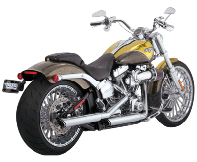 Vance & Hines - Vance & Hines 3 Inch Round Twin Slash PCX Slip-On Muffler - Chrome - 2007-2017 Softail Heritage Standard