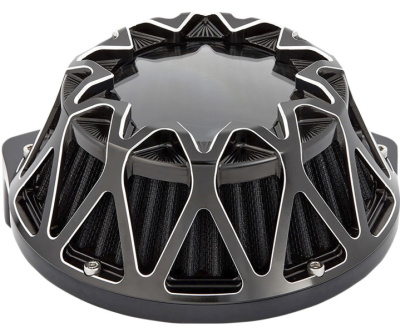 Arlen Ness - Arlen Ness Crossfire Air Cleaner - Black with Machined Accents - Twin Cam