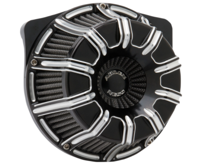 Arlen Ness - Arlen Ness Inverted Air Cleaner - 10-Gauge Black with Machined Accents - Twin Cam