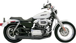 Bassani Xhaust - Bassani Xhaust Road Rage 2 into 1 Short Megaphone Exhaust - Black - 1986-2003 Sportster XL - Image 1