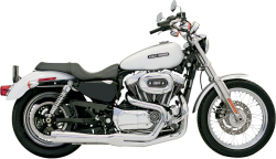 Bassani Xhaust - Bassani Xhaust Road Rage 2 into 1 Short Megaphone Exhaust - Chrome - 2004-2013 Sportster - Image 1