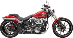 Bassani Xhaust - Bassani Xhaust Radial Sweeper Slotted Exhaust - Black/Chrome - Softail Dyna Glide Breakout Rocker - Image 1