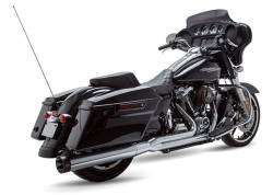 S&S Cycle - S&S Cycle Sidewinder 2 Into 1 without Catalytic Converter Exhaust - Chrome with Black End Caps - M8 Touring - Image 1