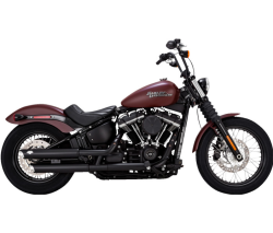 Vance & Hines - Vance & Hines 3 Inch Round Twin Slash PCX Slip-On Muffler - Matte Black - M8 Softail Fat Boy Breakout - Image 1