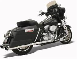 Bassani Xhaust - Bassani Xhaust 4 Inch Performance Baffle Megaphone Slip-On Mufflers - Chrome/Black - Twin Cam Touring - Image 1