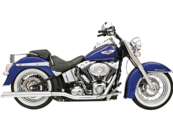 Bassani Xhaust - Bassani Xhaust True Duals Slip-On Slash Cut Muffler - Chrome - Twin Cam Softail - Image 1